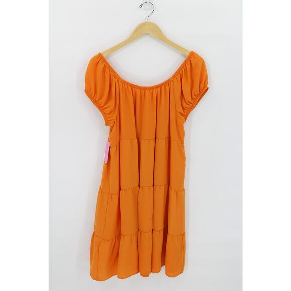 Riley & Rae ruby blush orange tiered sheath dress womens medium cottagecore boho - Picture 5 of 7